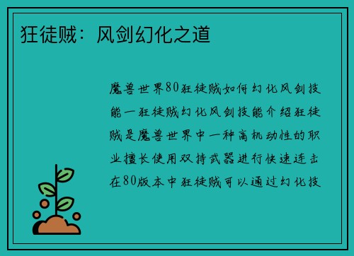 狂徒贼：风剑幻化之道